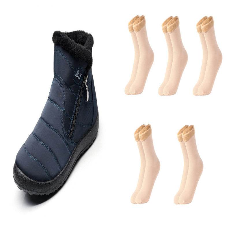 Side Zipper Mid-calf Widened Waterproof Plus Size Snow Boots - Mubimart