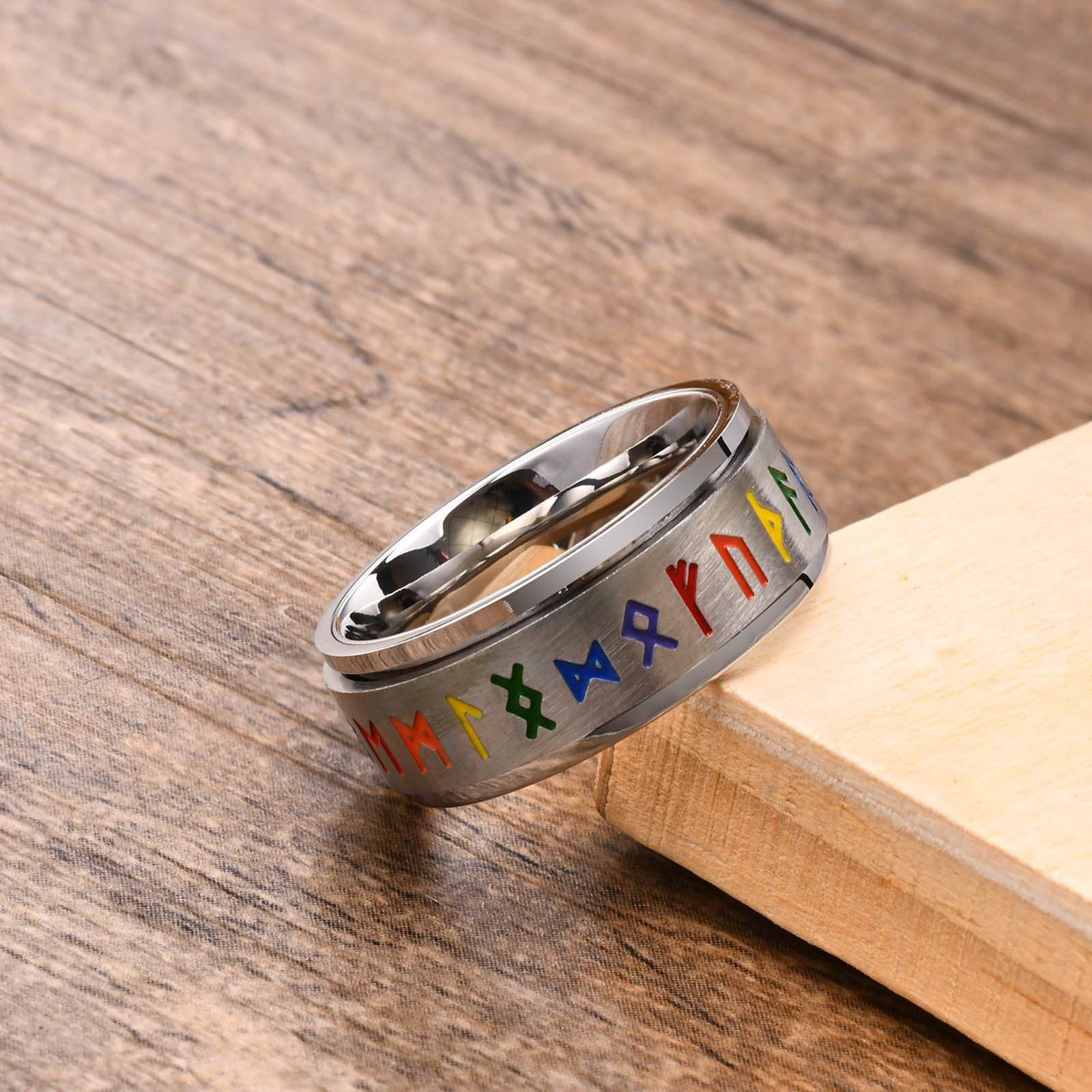 Rotating Rainbow Titanium Steel Ring For Men - Mubimart