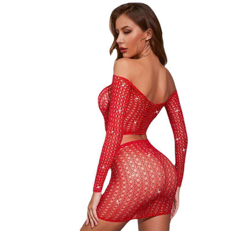 Rhinestone Sexy Mesh Tights - Mubimart