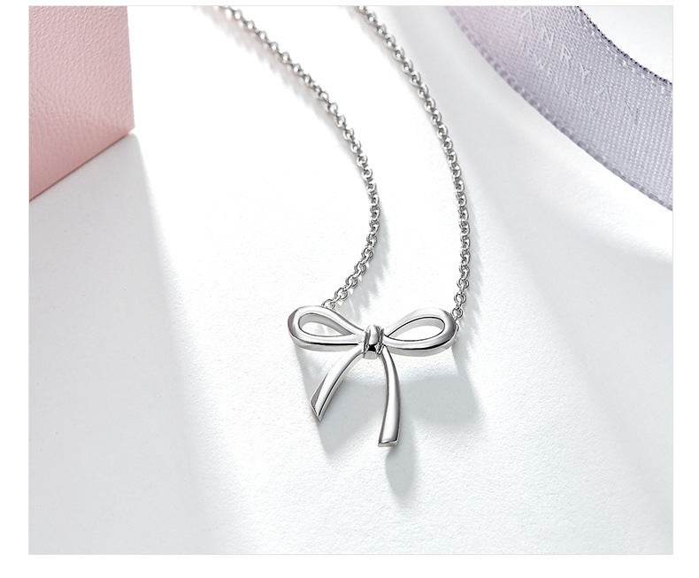 Bow Pendant Color Gold Clavicle Chain - Mubimart