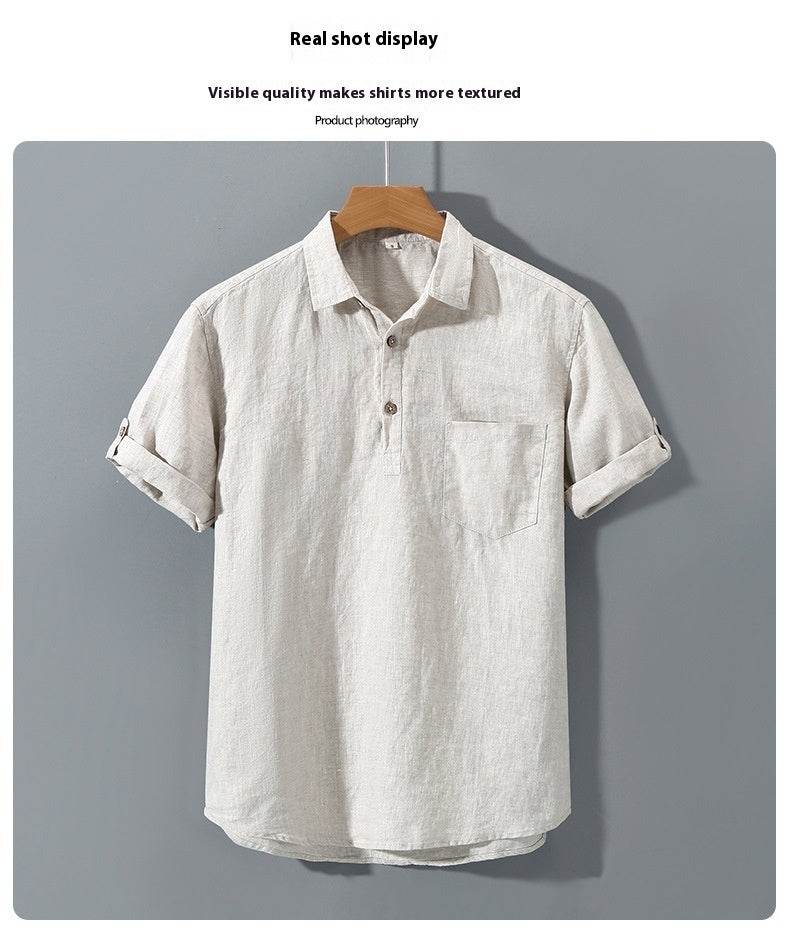 Pure Linen Casual Yarn-dyed Fabric Full Linen Shirt - Mubimart