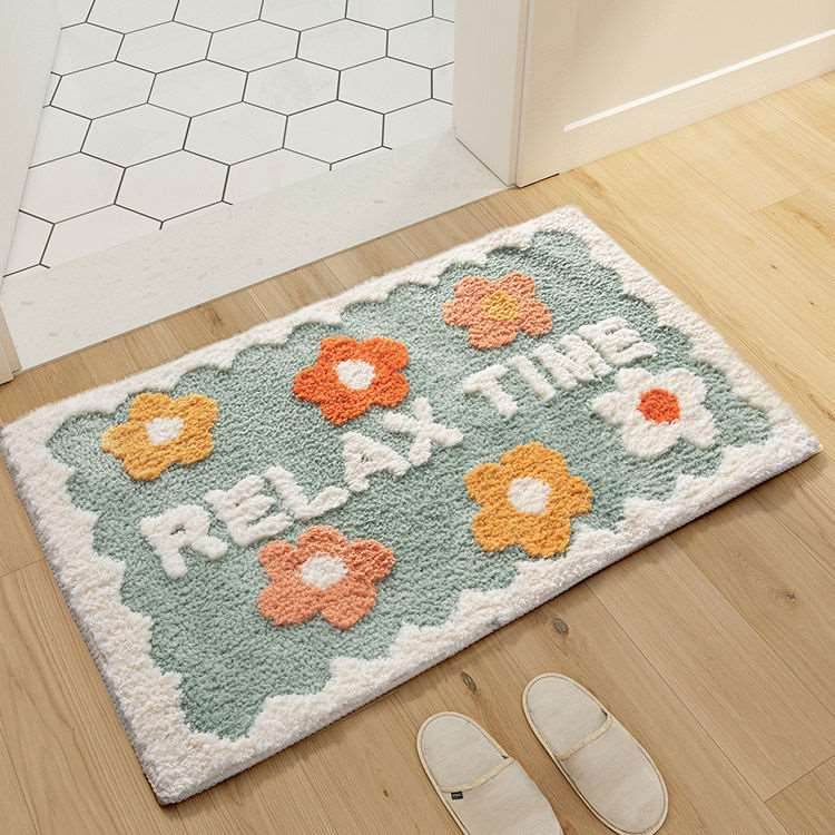 1PC Ins Simple Bathroom Floret Carpet Flower Area Rugs Anti Slip - Mubimart