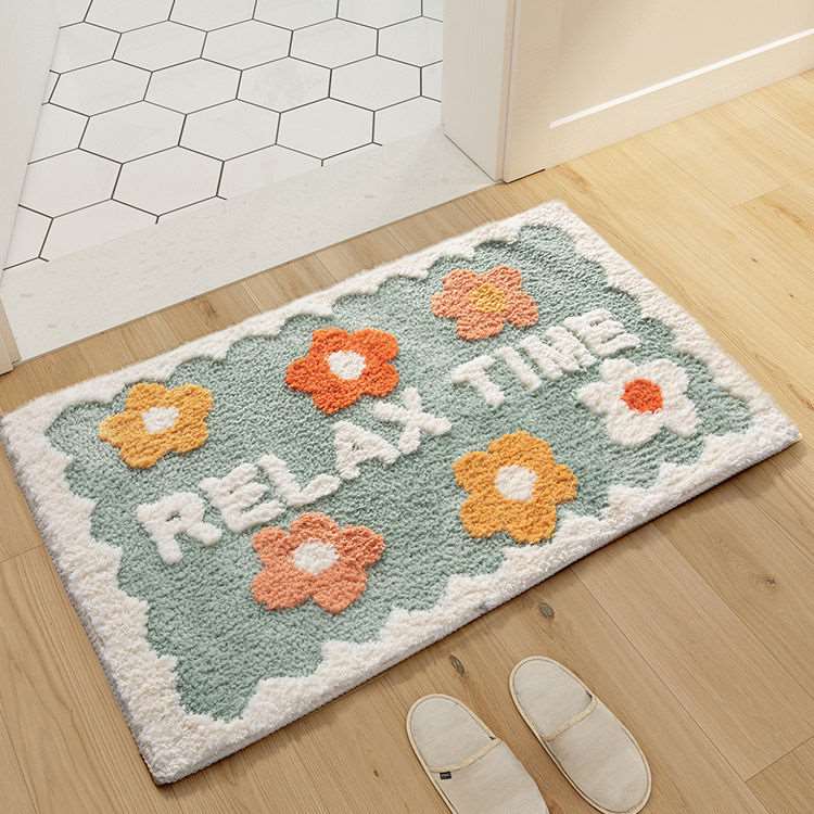 1PC Ins Simple Bathroom Floret Carpet Flower Area Rugs Anti Slip - Mubimart - Bathroom rug 