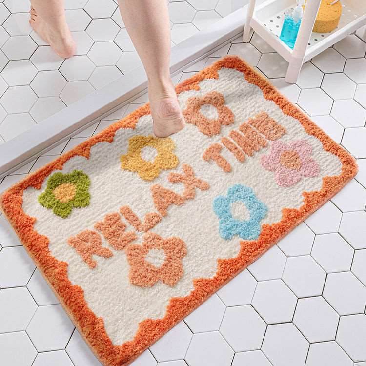 1PC Ins Simple Bathroom Floret Carpet Flower Area Rugs Anti Slip - Mubimart