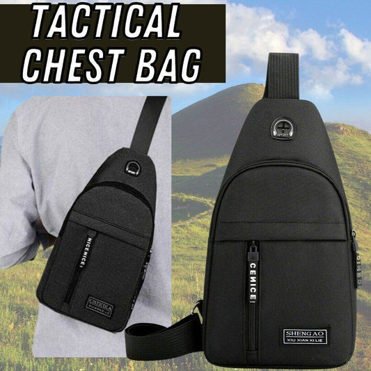 Mens Sling Bag Cross Body Handbag Chest Bag Shoulder Pack Sports Travel Backpack Black - Mubimart