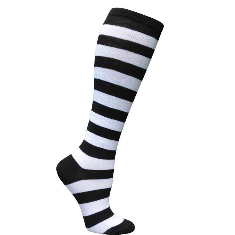Japanese Women's Mid Tube Socks Pinstripe Knee Socks - Mubimart
