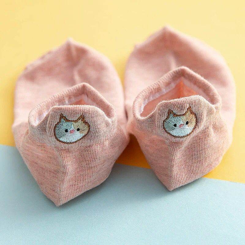 Socks Women's Socks Low Top Shallow Mouth Cotton Cute Japanese Style Cartoon Three-dimensional Heel Cat Boat Socks Spring And Summer Isn Fashion - Mubimart