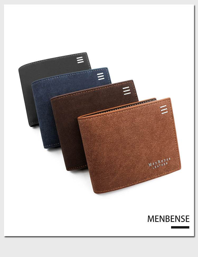 New Personalized Men's Short Wallet Fashion Silk Screen Wallet Men's Frosted Clutch Wallet - Mubimart