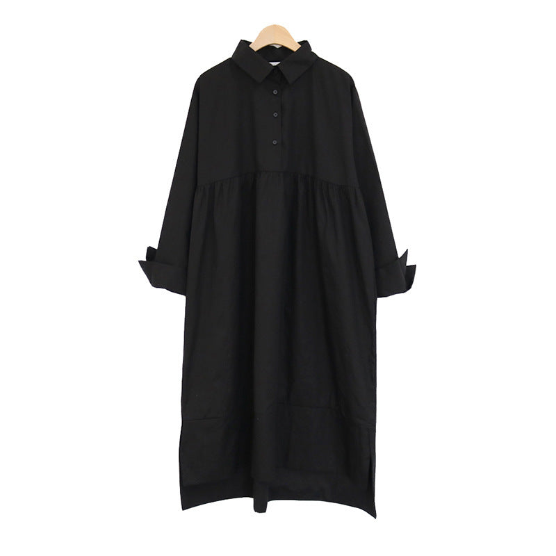 Women's Loose Casual Plus Size Long Sleeve Shirt Dress - Mubimart -  