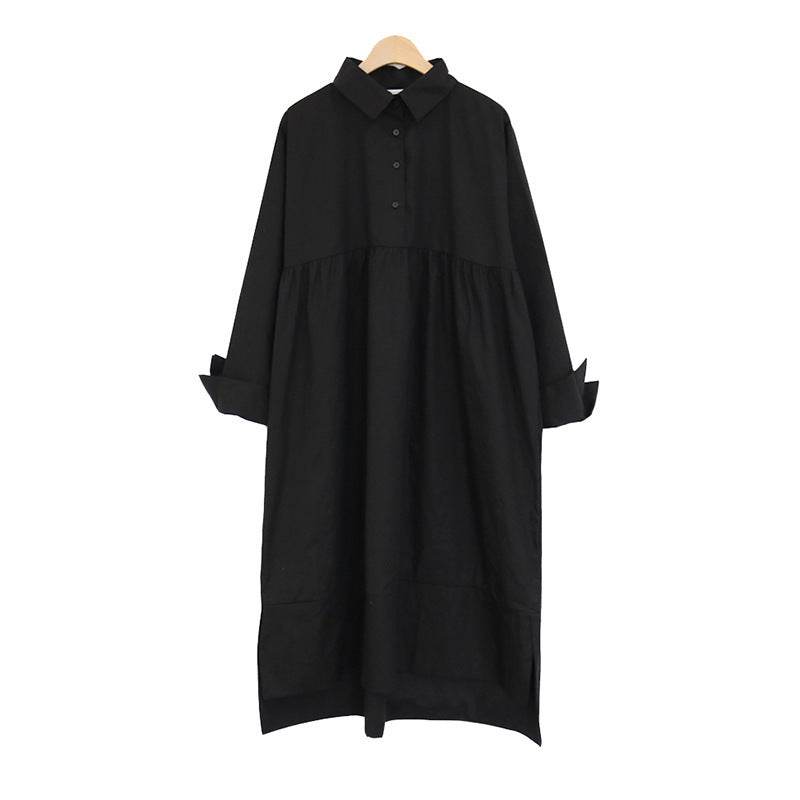 Women's Loose Casual Plus Size Long Sleeve Shirt Dress - Mubimart