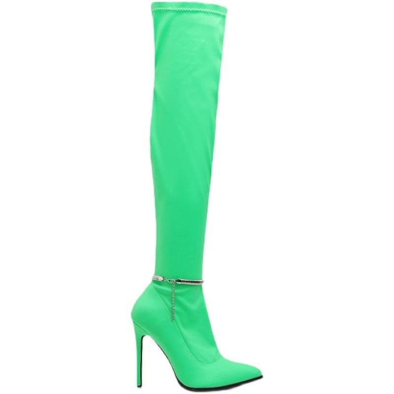 Over-the-knee Boots Stiletto Stretch Fabric - Mubimart