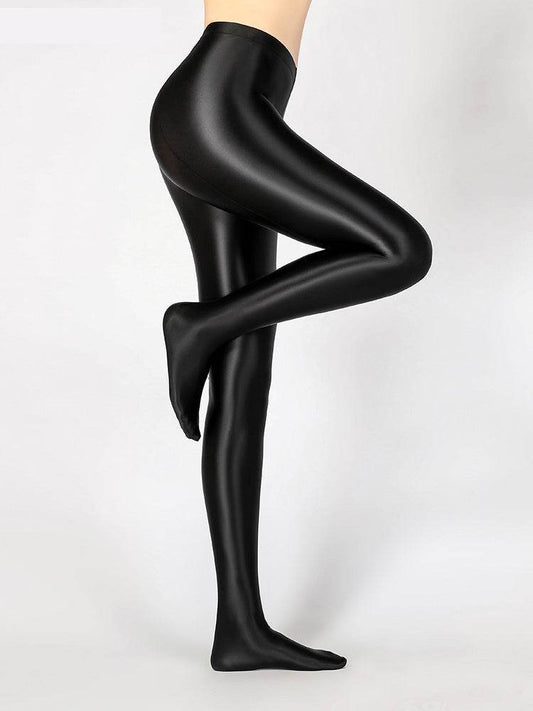 Glossy Luster Leggings For Womens Outer Wear Thin Silky Fit Color Tights Tights - Mubimart