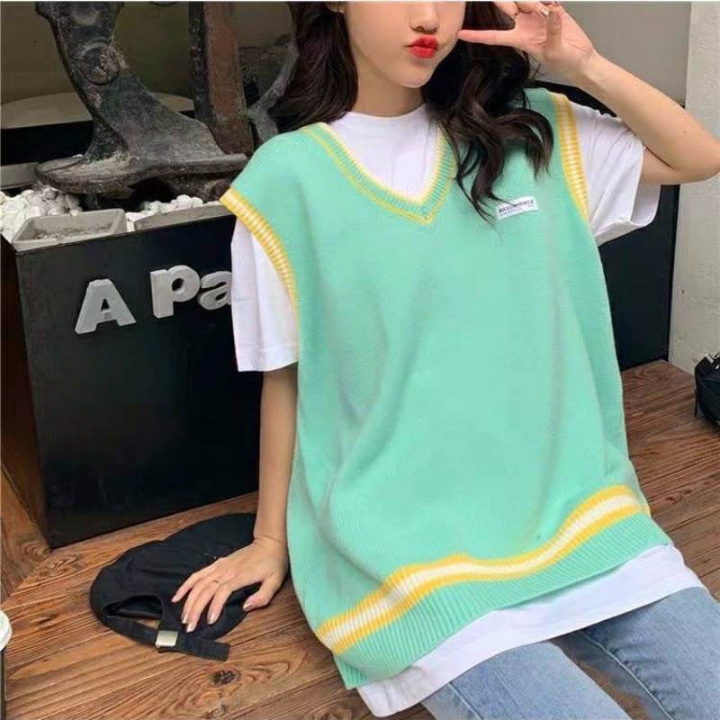 Lazy Sweater Autumn Sleeveless Sweater Vest - Mubimart