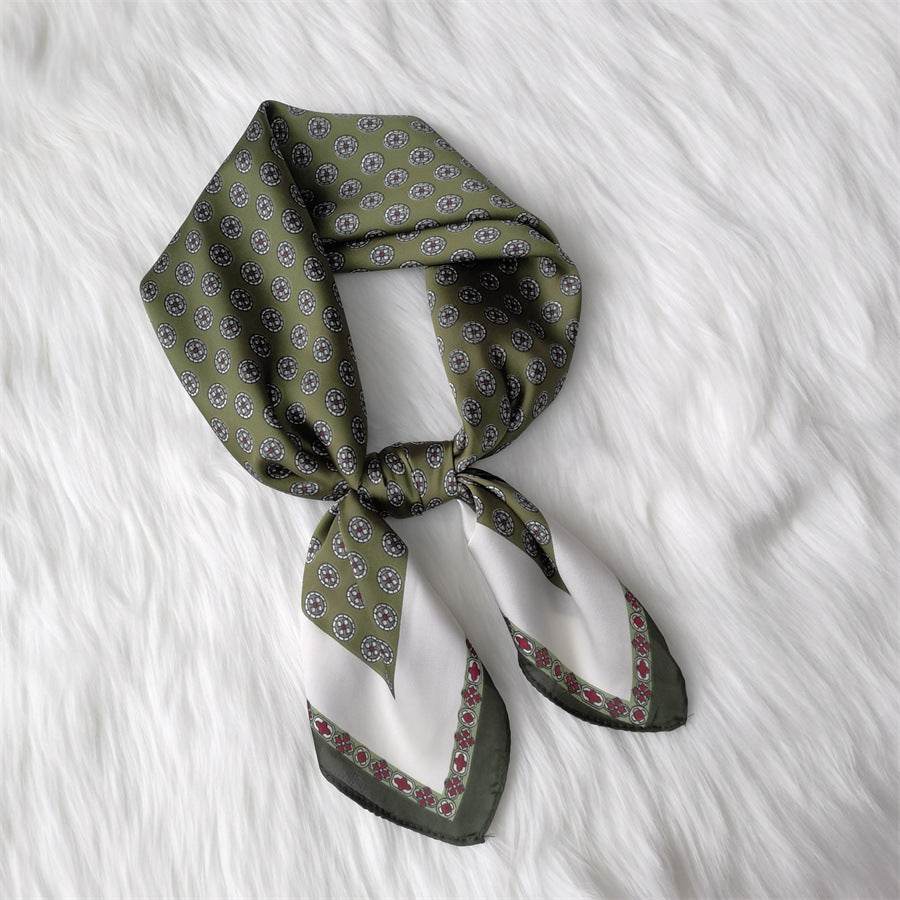 Square Imitated Silk Scarves Geometric Pattern - Mubimart