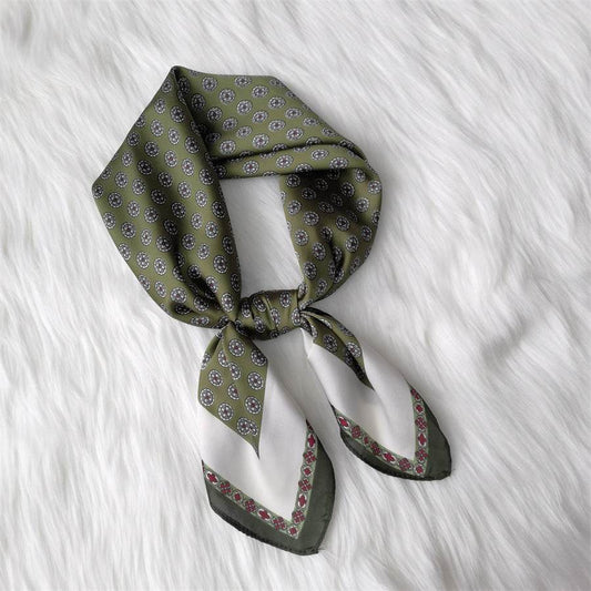 Square Imitated Silk Scarves Geometric Pattern - Mubimart