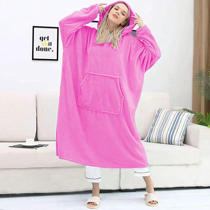 Couple Nightgown Double-sided Flannel Plus Long Hooded Nightgown - Mubimart -  