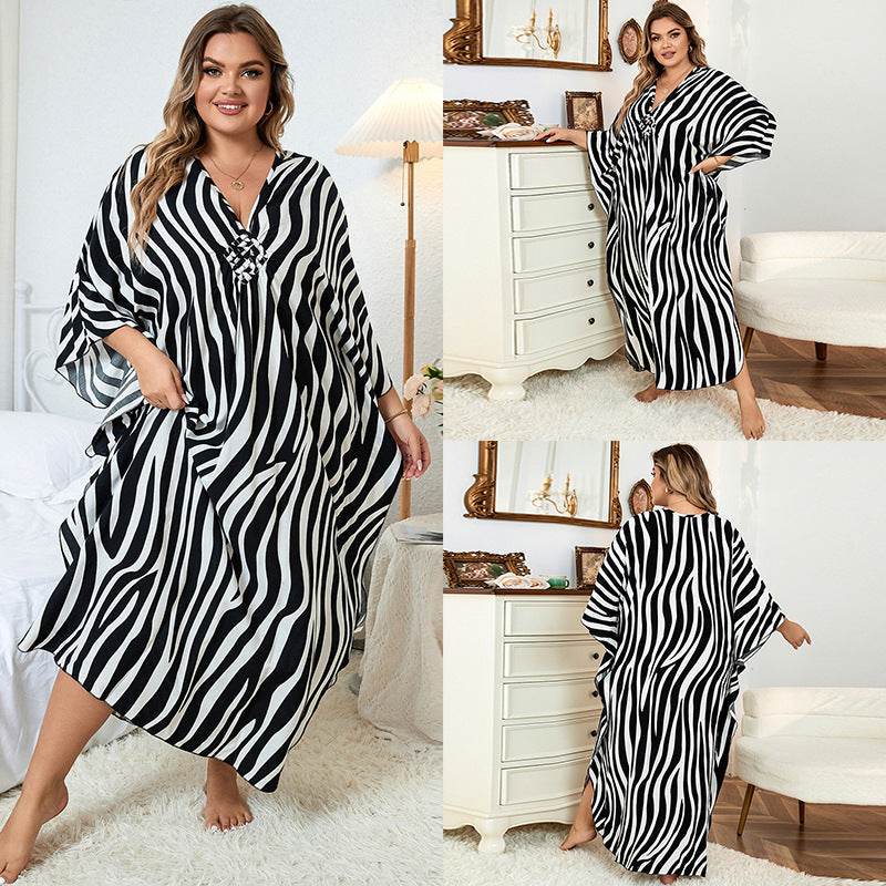 Loose Plus Size Robe Vacation Beach Coat - Mubimart