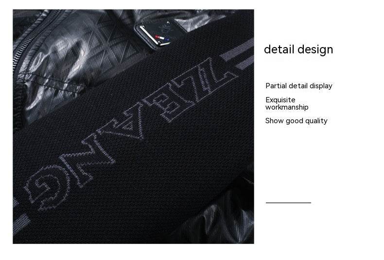 Down Jacket Men's Stand Collar Knitted Sleeve Casual Duck Down Coat - Mubimart