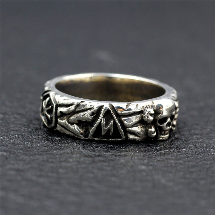 Mens Fashion Simple Sterling Silver Skull Ring