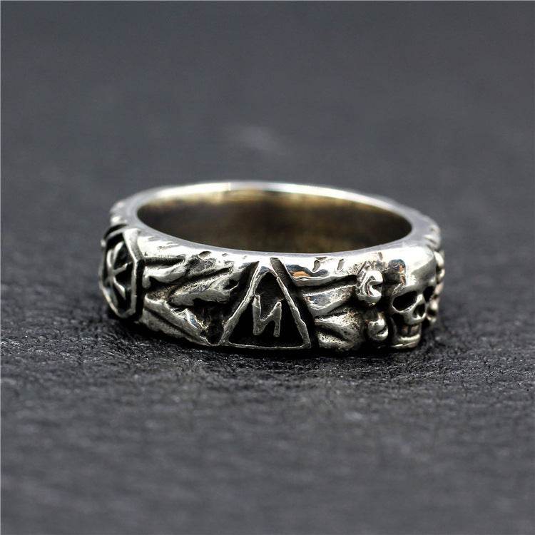 Mens Fashion Simple Sterling Silver Skull Ring - Mubimart