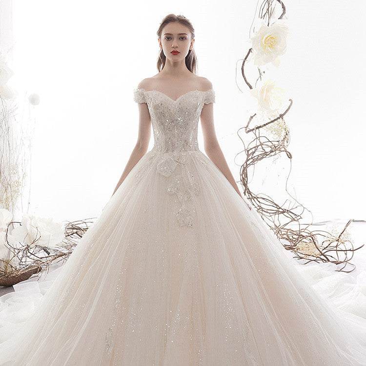 Women's Fashion Wedding Simple Large Trailing Dresses - Mubimart