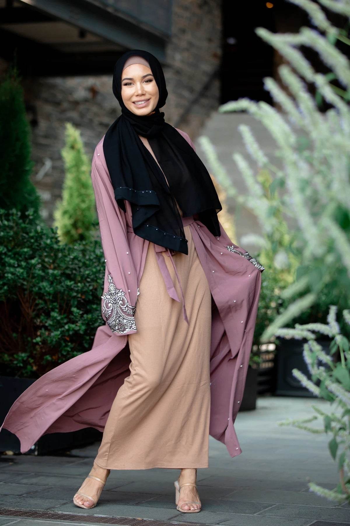 Long Sleeved Embroidered Beaded Robe For Women - Mubimart
