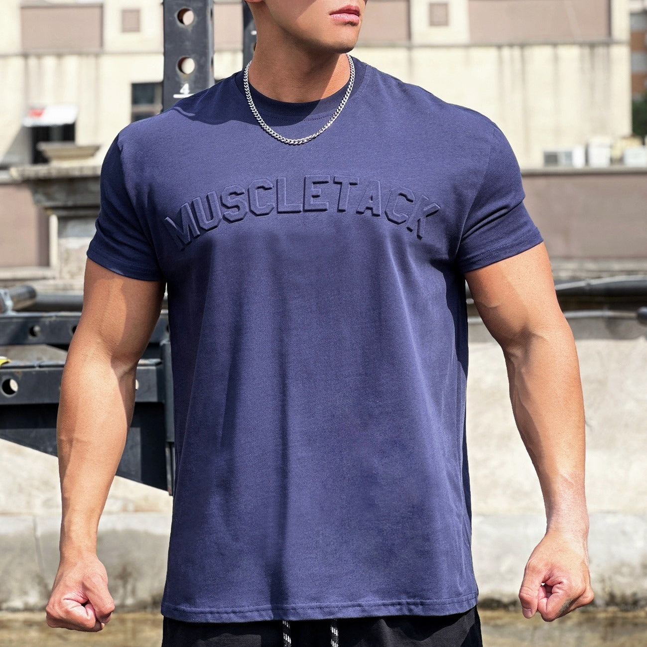 Men's Sports Loose Cotton Workout Short Sleeve T-shirt