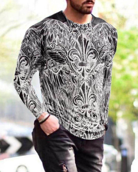 Mens Letter Crew Neck Slim Fit Casual Print T Shirt - Mubimart