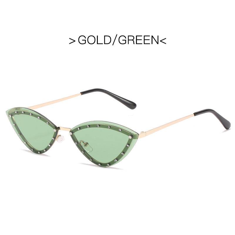 New Women's Fashion Cat Eye Round Triangle Sunglasses Frameless - Mubimart
