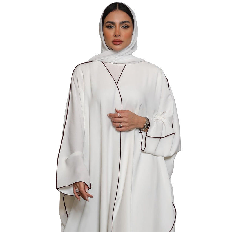 Women's White Patchwork Plus Size Women's Abaya Robe - Mubimart -  