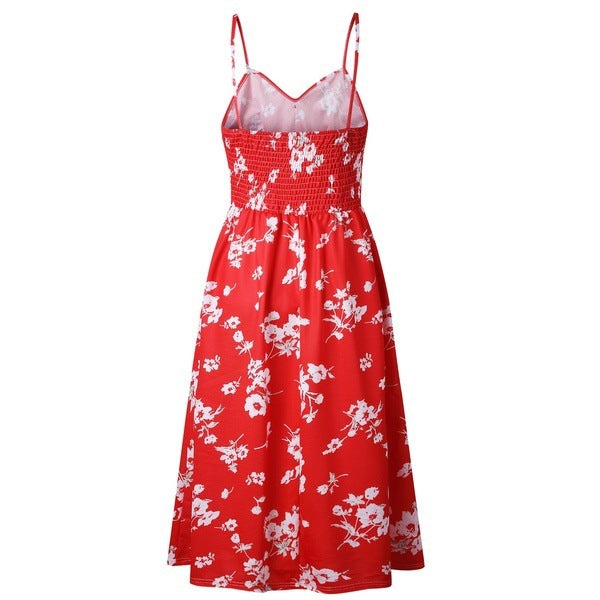 Printing Slip Dress - Mubimart -  