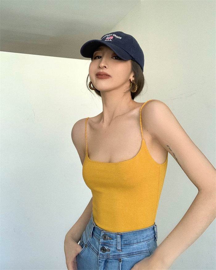 Knitted Vest Camisole Bottoming Top - Mubimart