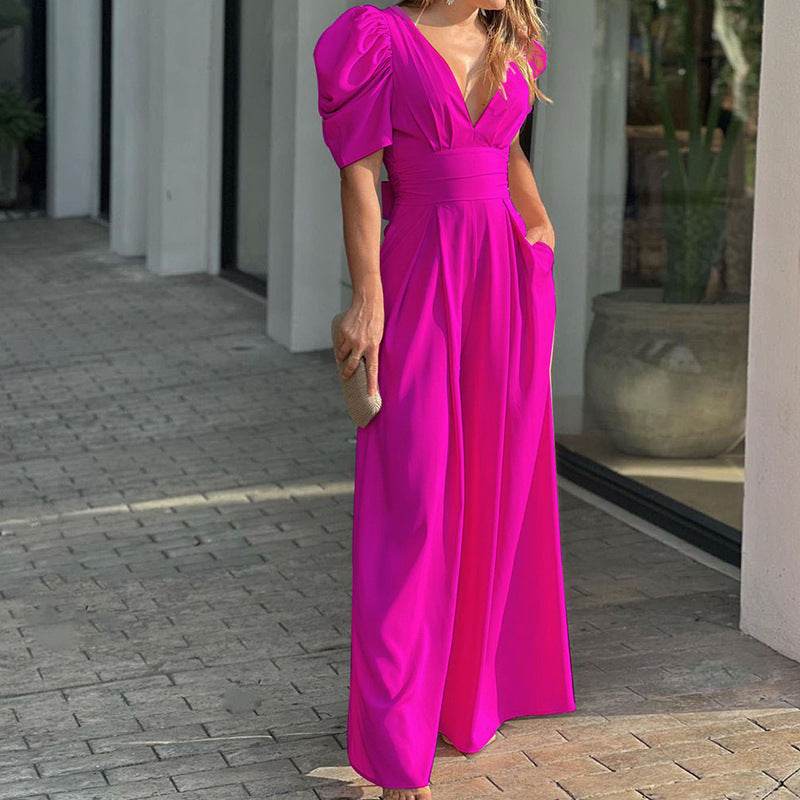 Fashion Elegant Plus Size Wide Legs Jumpsuit - Mubimart