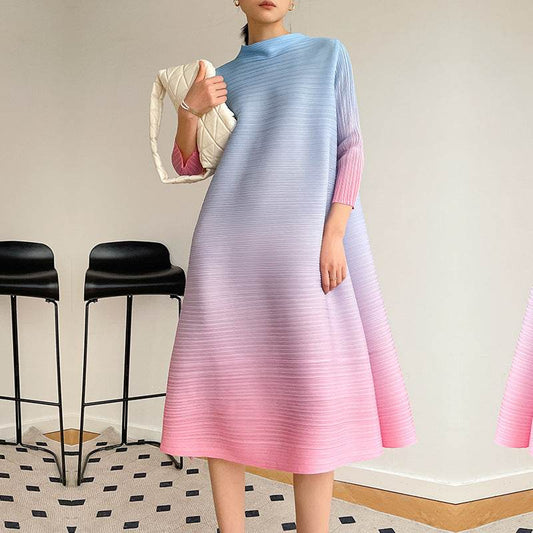 Pleated Plus Size Dress Women - Mubimart
