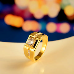 Gentleman Temperament Vergoldeter Ring aus 24 Karat Gelbgold für Männer