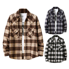 Men's New Style Hanging Shot American Flannel Plaid Shirt Jacket Shirt