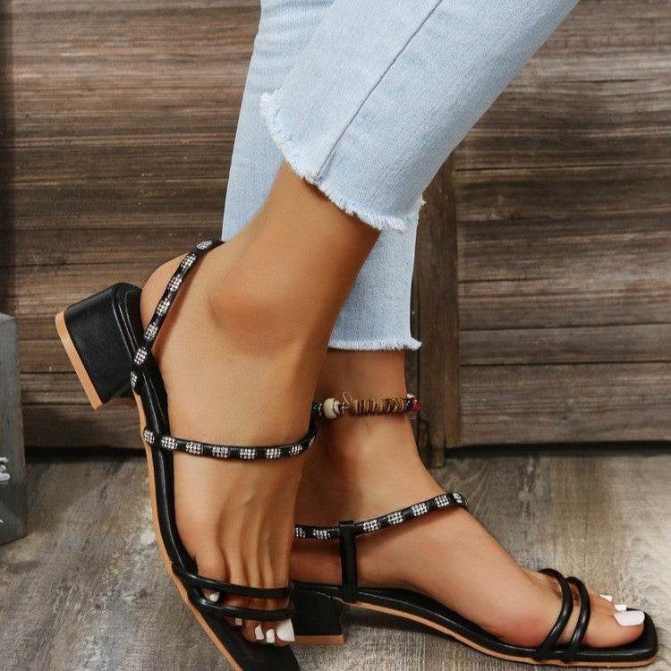 Summer Slip-on Pure Color Comfort Sandals For Women - Mubimart