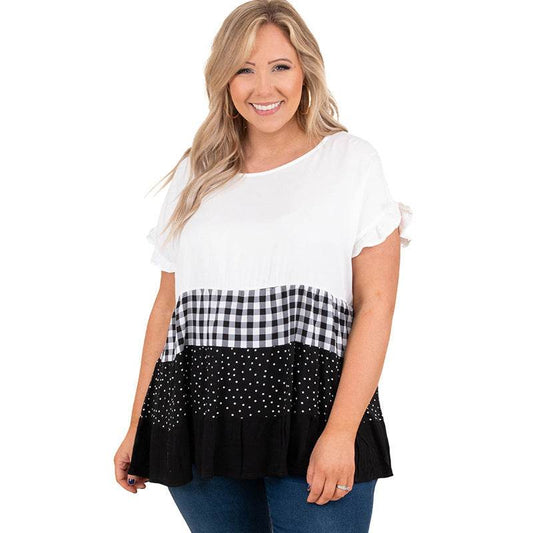 Printing Color Contrast T-shirt For Women - Mubimart