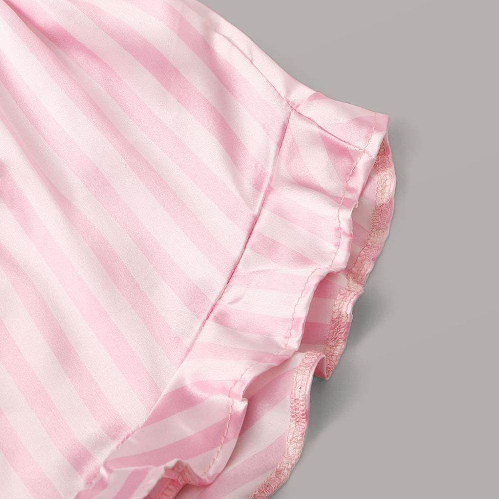 Striped Satin Sexy Lingerie Set - Mubimart