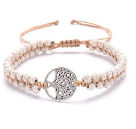 Natural Stone Tree Of Life Charm Bracelet Women - Mubimart