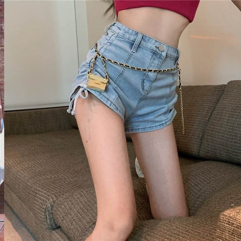High Waist Hot Girl Denim Shorts Women Summer Thin Design Sense - Mubimart