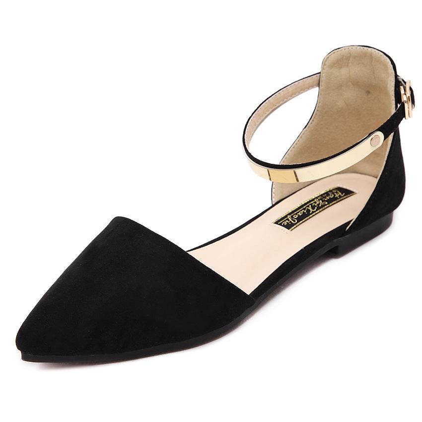 Women's Plus Size Flat Pointed Toe Hollow Shoes - Mubimart