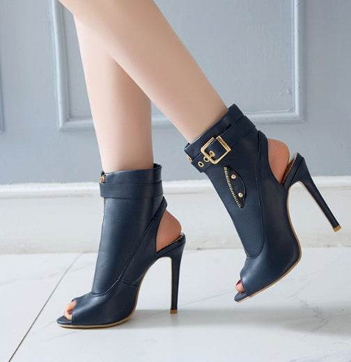 European And American Super High Heel Stiletto Peep-toe Sandal Boots - Mubimart
