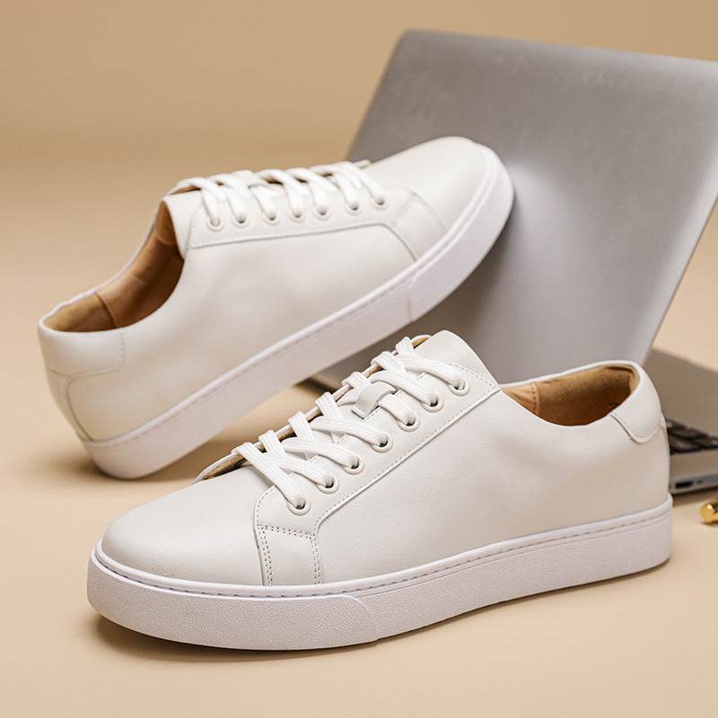 Spring Genuine Leather Breathable British Board Shoes Thick Sole Sporty Simplicity Comfort And Casual - Mubimart