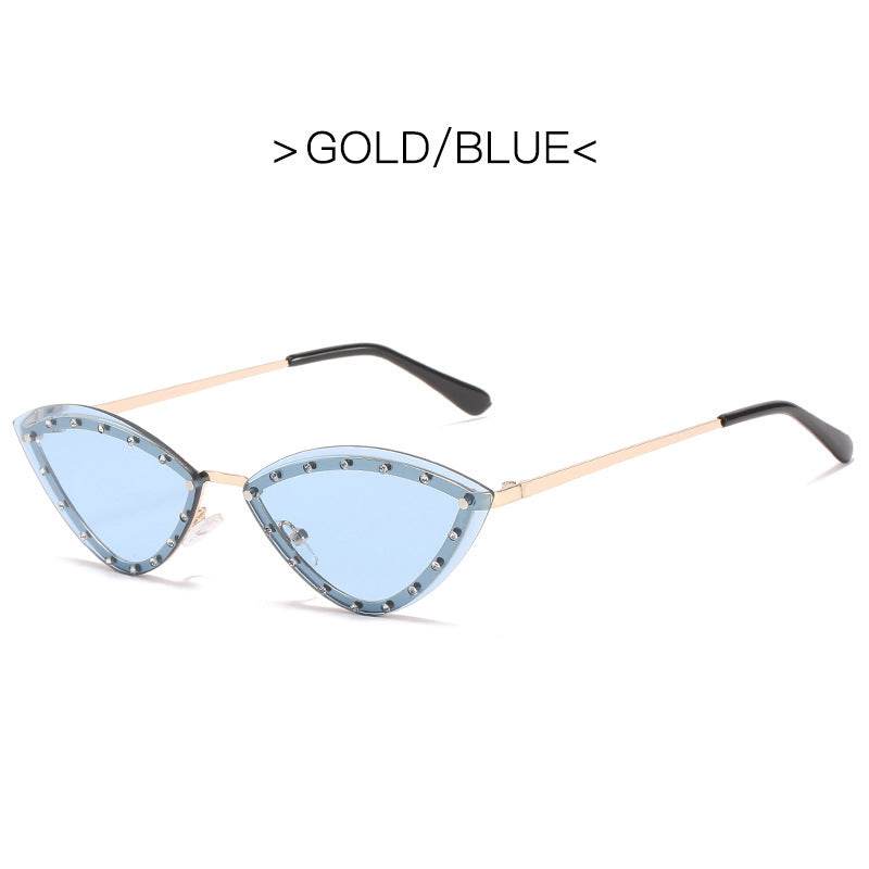 New Women's Fashion Cat Eye Round Triangle Sunglasses Frameless - Mubimart