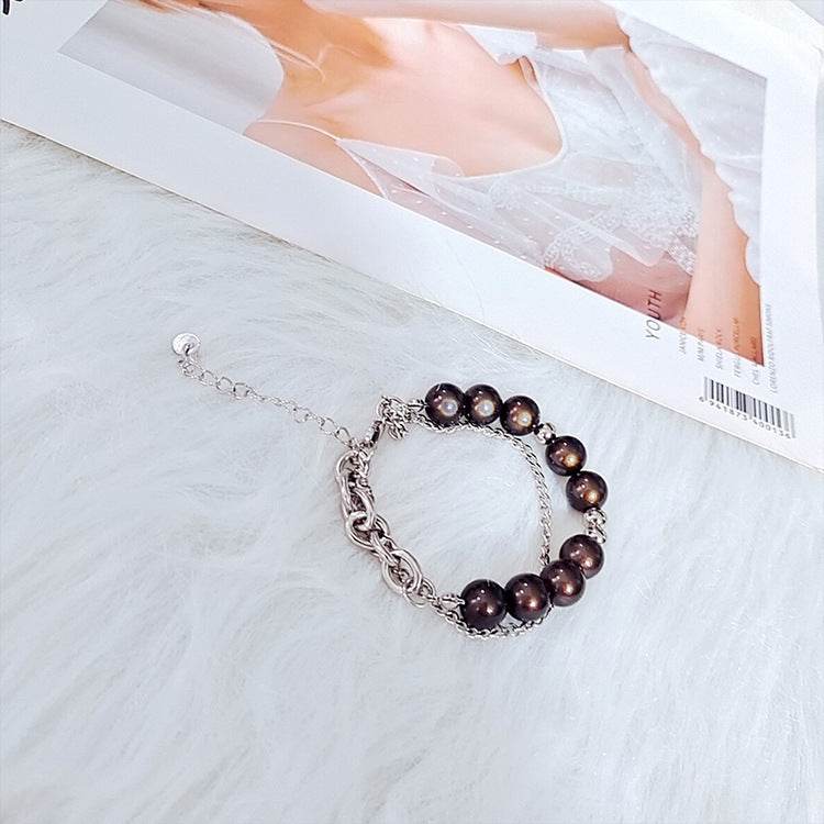 Special-interest Design High-grade Brown Black Blue Beaded Bracelet For Women - Mubimart