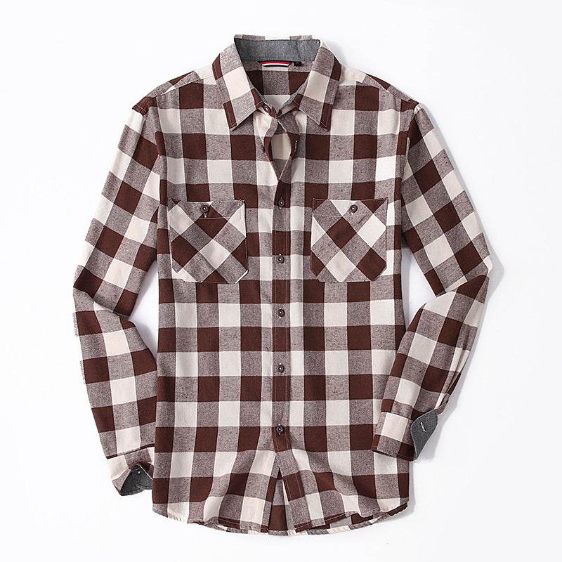 Men's Plaid Flannel Brushed Thermal Shirt - Mubimart