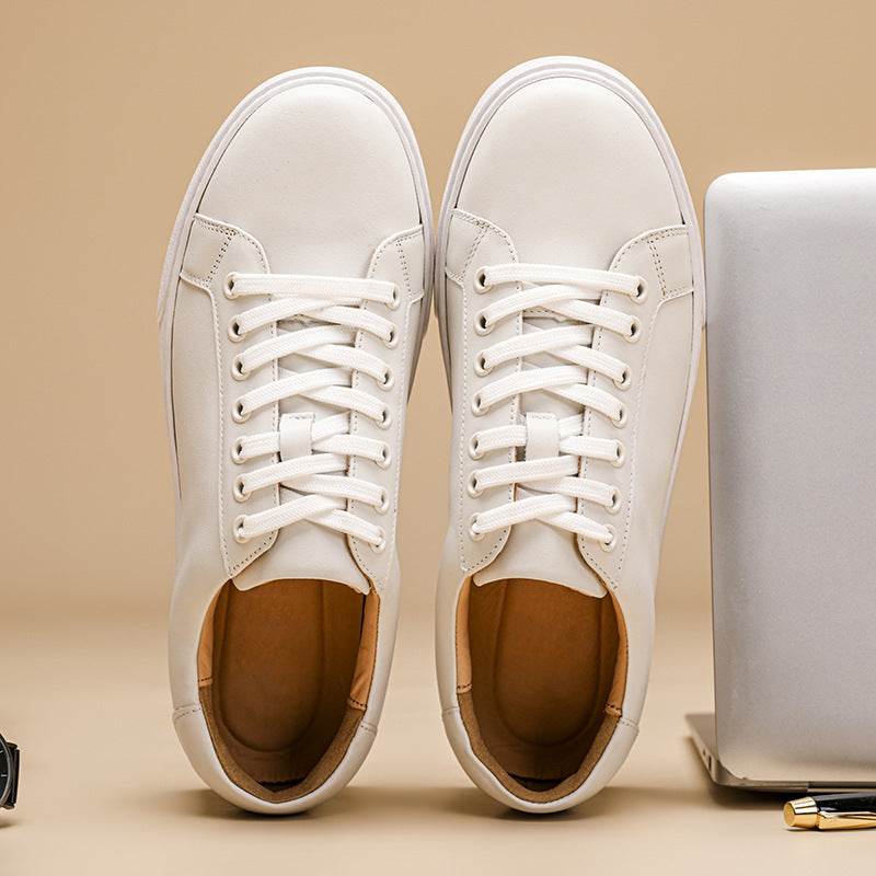 Spring Genuine Leather Breathable British Board Shoes Thick Sole Sporty Simplicity Comfort And Casual - Mubimart