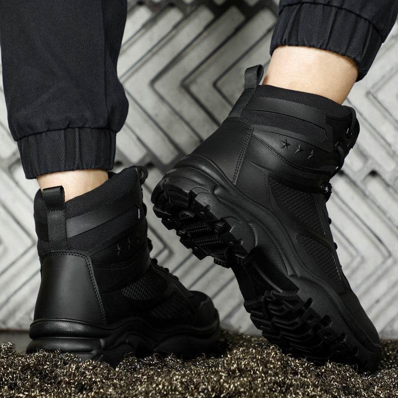 Men's Anti-smashing Steel Toe Rubber Sole Comfortable Wear-resistant Safety Shoes - Mubimart