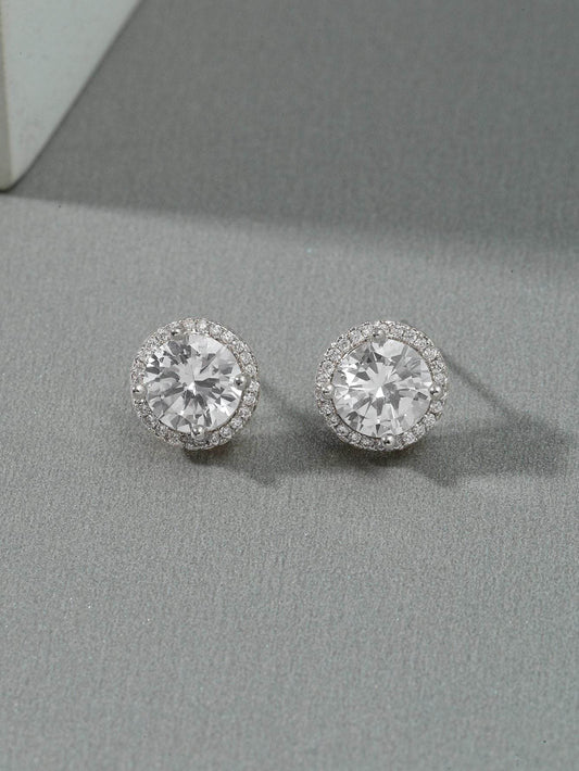 Micro Set Zircon Round Stud Earrings For Men - Mubimart